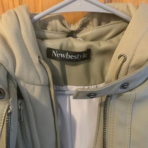 Medium tan/beige motorcycle jacket women’s